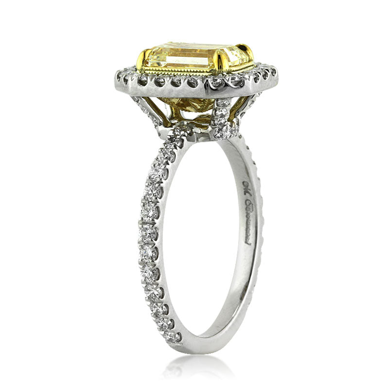 2.37ct Fancy Yellow Emerald Cut Diamond Engagement Ring