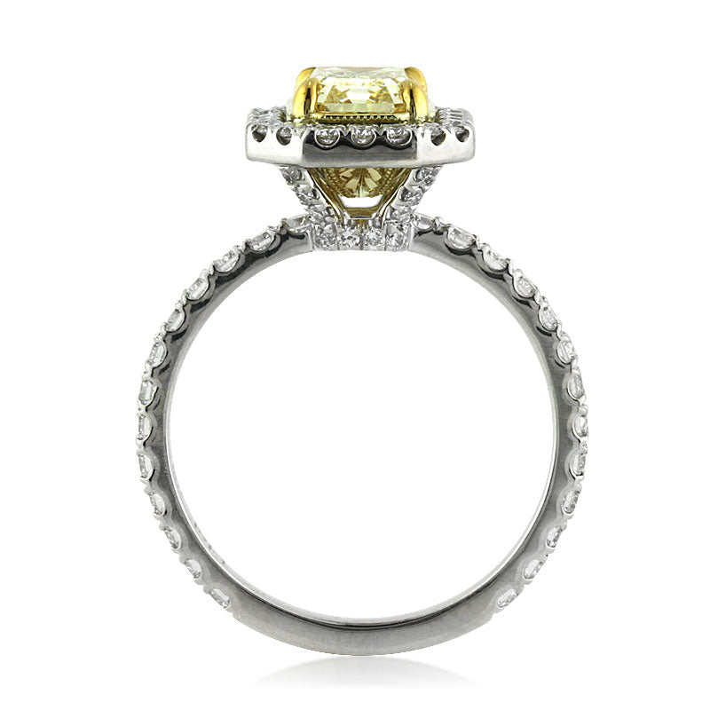 2.37ct Fancy Yellow Emerald Cut Diamond Engagement Ring