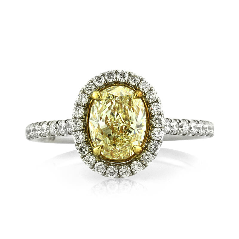2.08ct Fancy Yellow Oval Cut Diamond Engagement Ring