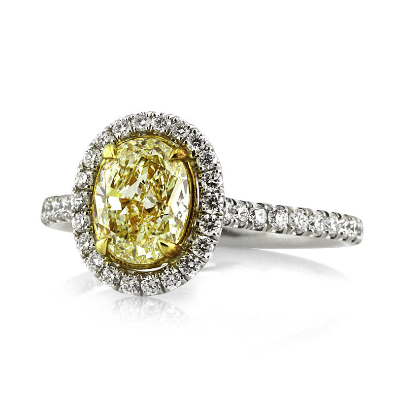 2.08ct Fancy Yellow Oval Cut Diamond Engagement Ring