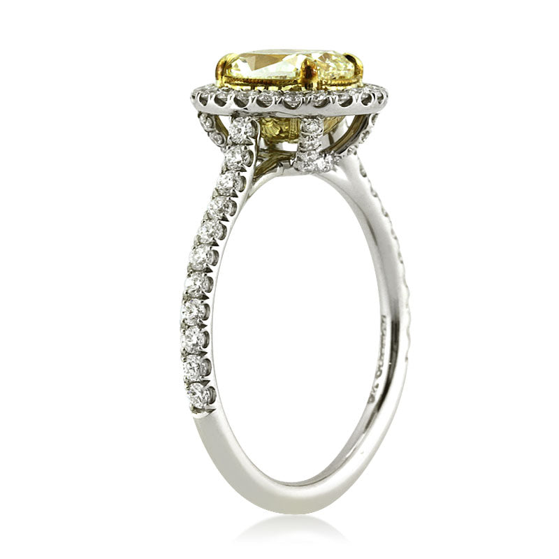2.08ct Fancy Yellow Oval Cut Diamond Engagement Ring