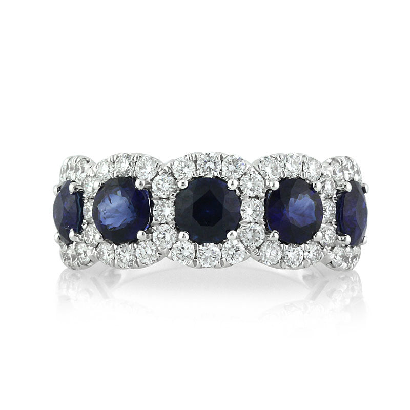 4.01ct Round Cut Sapphire and Diamond Right-Hand Ring