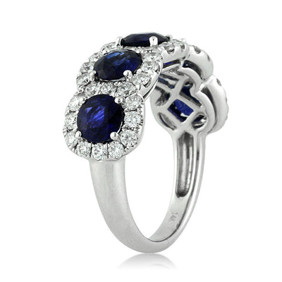 4.01ct Round Cut Sapphire and Diamond Right-Hand Ring