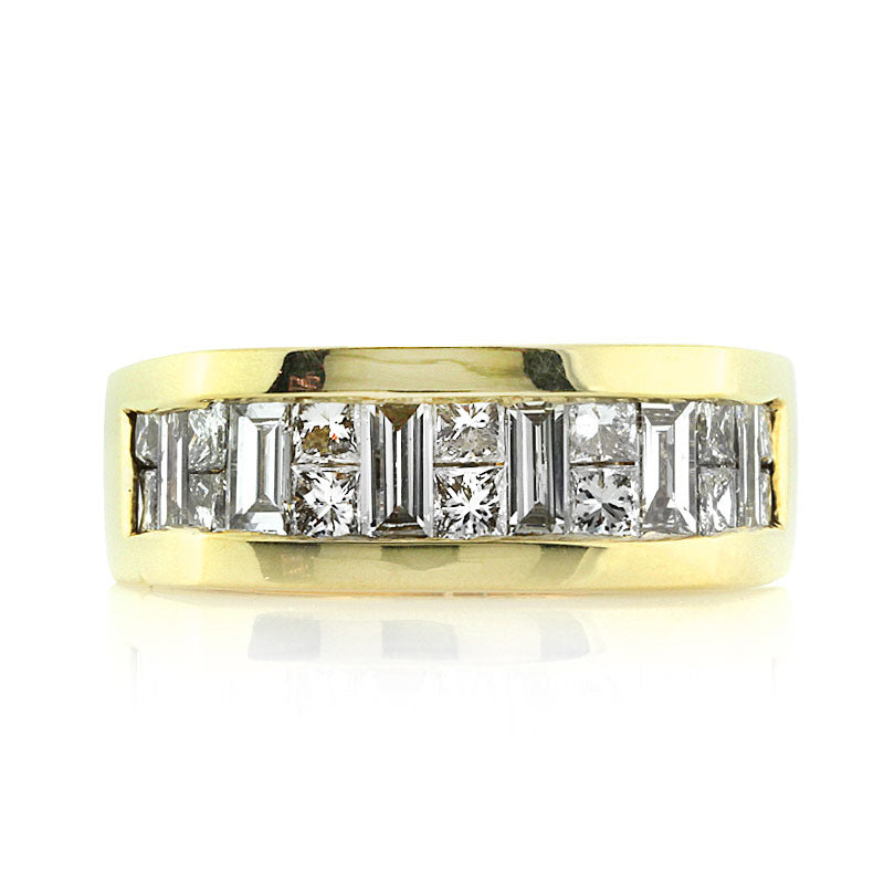 Men's 2.88ct Princess and Baguette Cut Diamond Ring