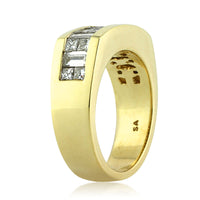 Men's 2.88ct Princess and Baguette Cut Diamond Ring in 18K Yellow Gold
