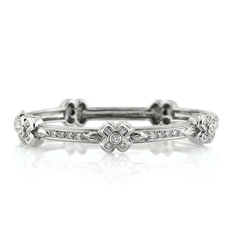 1.10ct Round Brilliant Cut Diamond Cross Bangle Bracelet