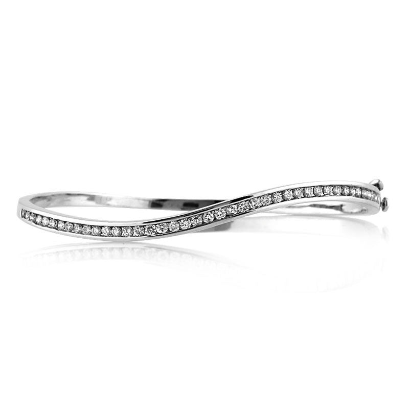 1.25ct Round Brilliant Cut Diamond Curved Bangle Bracelet
