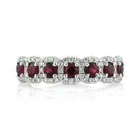 1.18ct Round Cut Ruby and Diamond Right-Hand Ring
