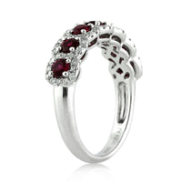 1.18ct Round Cut Ruby and Diamond Right-Hand Ring