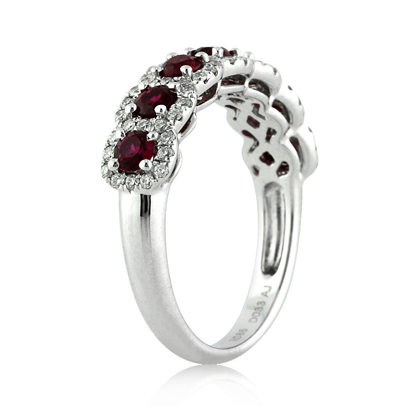 1.18ct Round Cut Ruby and Diamond Right-Hand Ring