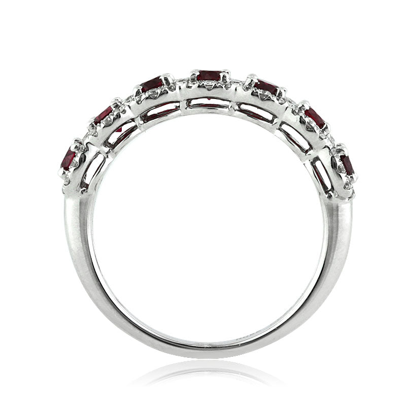 1.18ct Round Cut Ruby and Diamond Right-Hand Ring