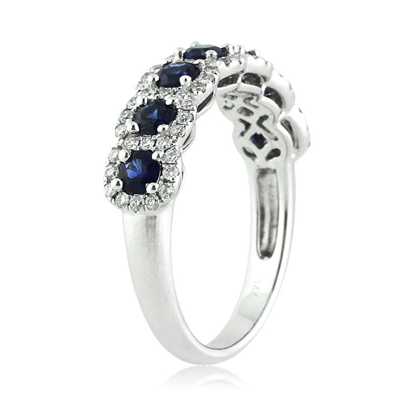 1.17ct Round Cut Sapphire and Diamond Right-Hand Ring