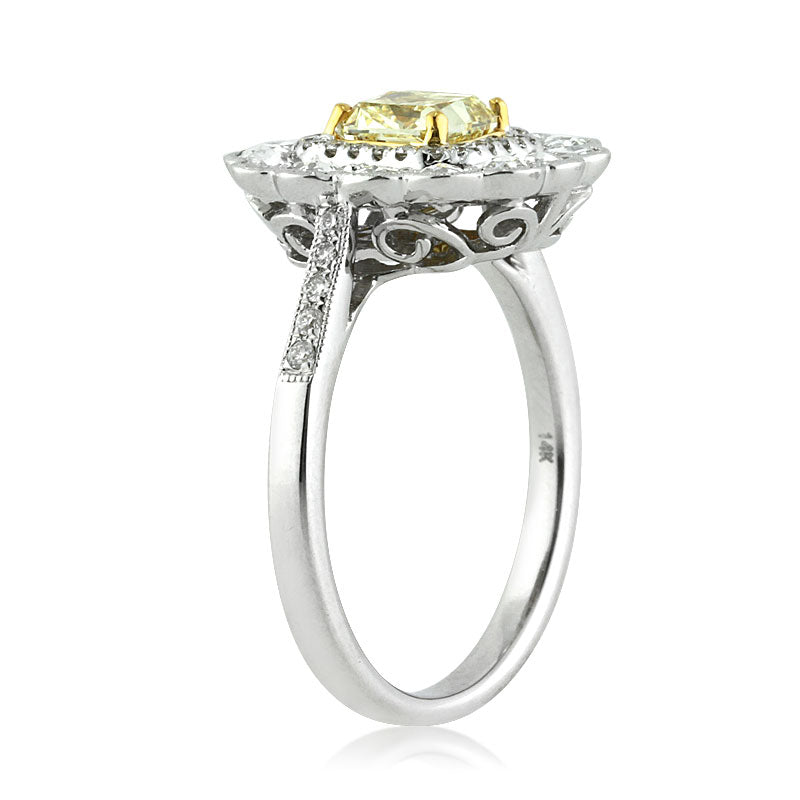 1.32ct Fancy Intense Yellow Radiant Cut Diamond Engagement Ring