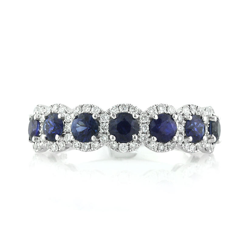 1.84ct Round Cut Sapphire and Diamond Right-Hand Ring