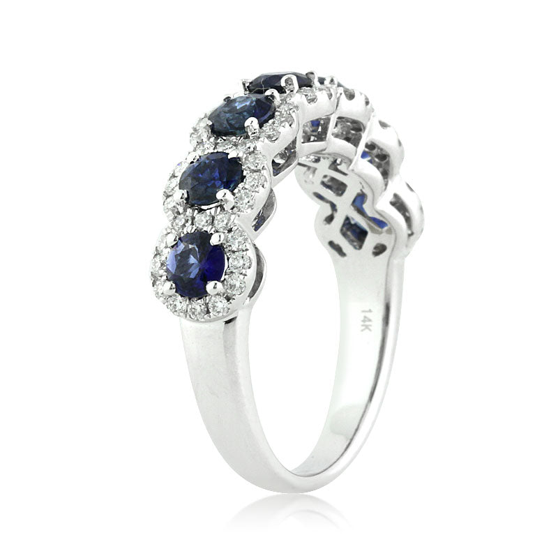 1.84ct Round Cut Sapphire and Diamond Right-Hand Ring