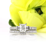 3.15ct Radiant Cut Diamond Engagement Wedding Set