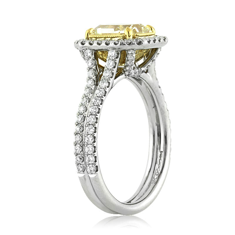 2.93ct Fancy Light Yellow Radiant Cut Diamond Engagement Ring