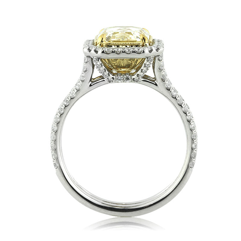 2.93ct Fancy Light Yellow Radiant Cut Diamond Engagement Ring
