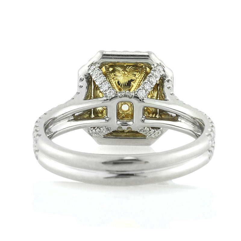 2.93ct Fancy Light Yellow Radiant Cut Diamond Engagement Ring