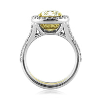 4.65ct Fancy Light Yellow Cushion Cut Diamond Engagement Ring