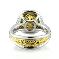 4.65ct Fancy Light Yellow Cushion Cut Diamond Engagement Ring