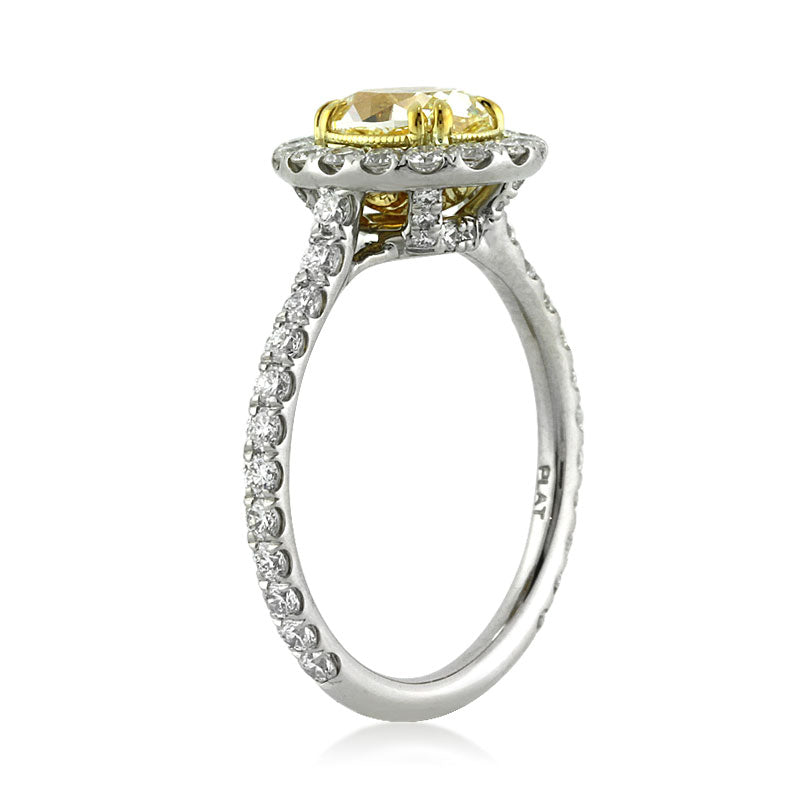 1.71ct Fancy Intense Yellow Oval Cut Diamond Engagement Ring