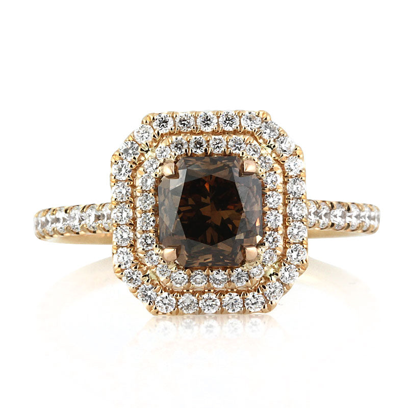 2.21ct Fancy Dark Orange Brown Radiant Cut Diamond Engagement Ring
