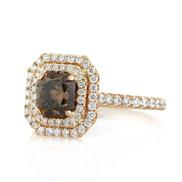 2.21ct Fancy Dark Orange Brown Radiant Cut Diamond Engagement Ring