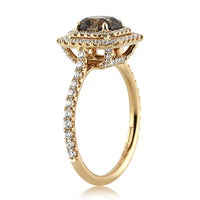 2.21ct Fancy Dark Orange Brown Radiant Cut Diamond Engagement Ring