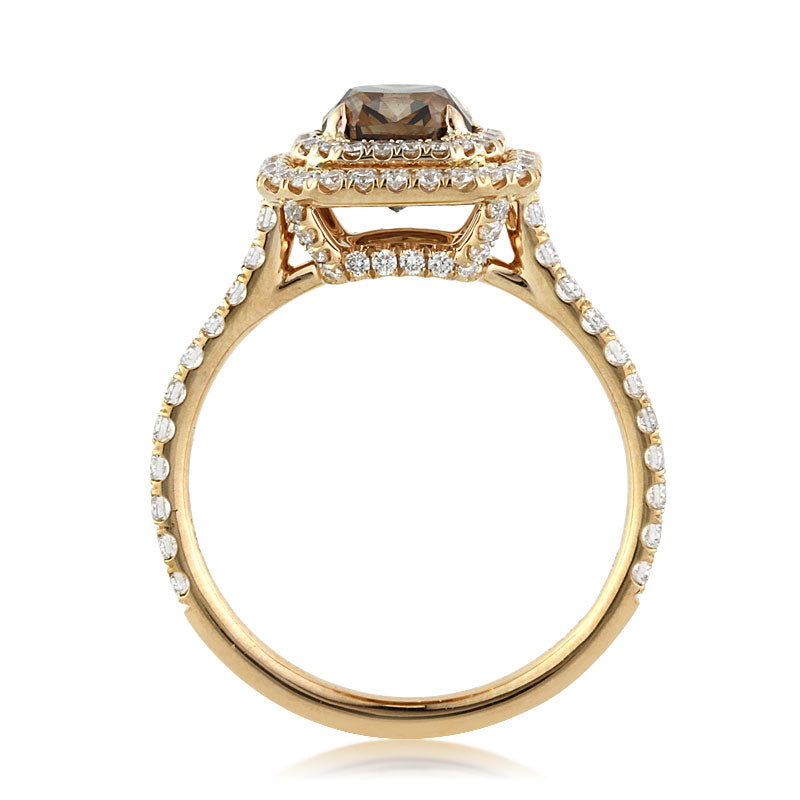 2.21ct Fancy Dark Orange Brown Radiant Cut Diamond Engagement Ring