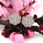 0.55ct Round Brilliant Cut Diamond Flower Cluster Earrings