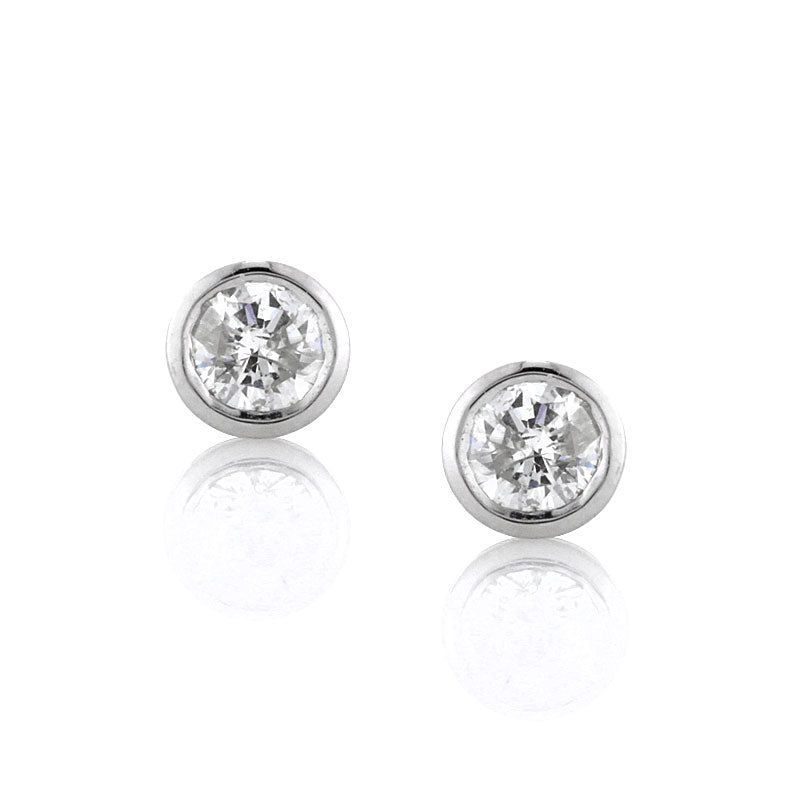 0.32ct Round Brilliant Cut Diamond Bezel Set Stud Earrings