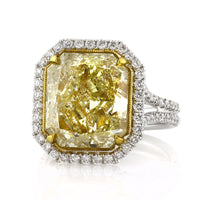9.36ct Fancy Light Yellow Radiant Cut Diamond Engagement Ring