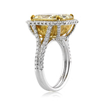 9.36ct Fancy Light Yellow Radiant Cut Diamond Engagement Ring