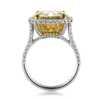 9.36ct Fancy Light Yellow Radiant Cut Diamond Engagement Ring