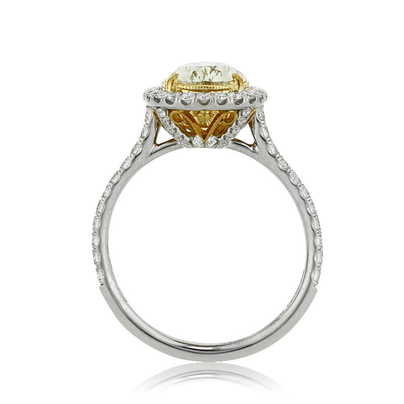 2.92ct Fancy Light Yellow Pear Shaped Diamond Engagement Ring