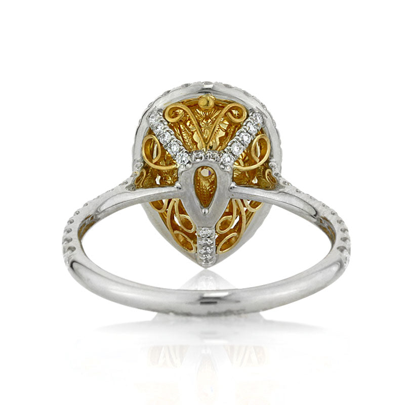 2.92ct Fancy Light Yellow Pear Shaped Diamond Engagement Ring