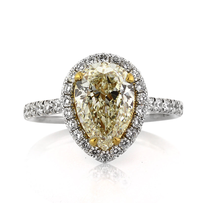 2.85ct Fancy Light Yellow Pear Shaped Diamond Engagement Ring