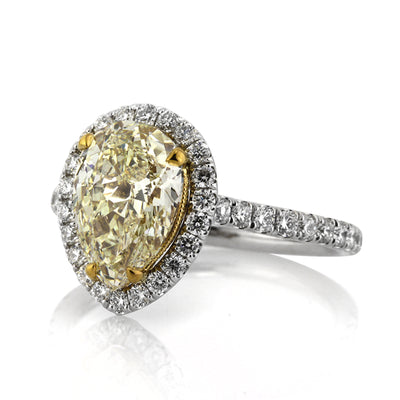 2.85ct Fancy Light Yellow Pear Shaped Diamond Engagement Ring