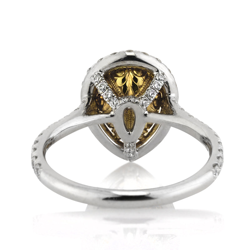 2.85ct Fancy Light Yellow Pear Shaped Diamond Engagement Ring