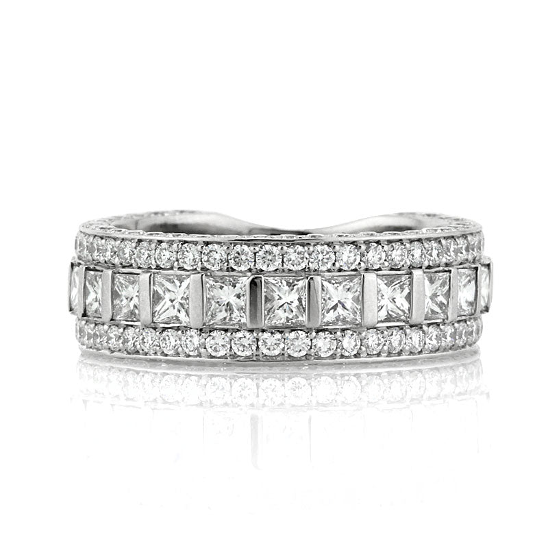 3.25ct Princess and Round Brilliant Cut Diamond Band