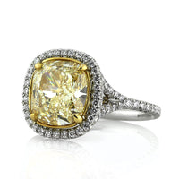 4.90ct Fancy Light Yellow Cushion Diamond Engagement Ring