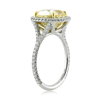 4.90ct Fancy Light Yellow Cushion Diamond Engagement Ring