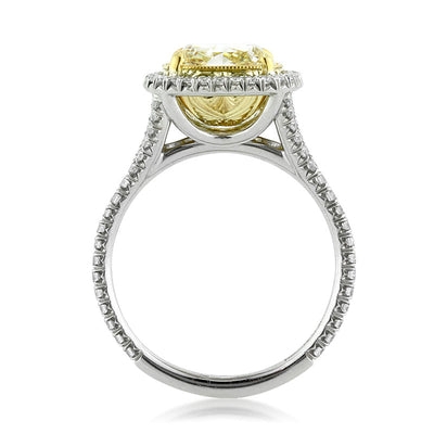 4.90ct Fancy Light Yellow Cushion Diamond Engagement Ring
