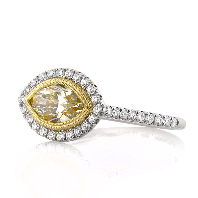 1.59ct Fancy Light Yellow Marquise Cut Diamond Engagement Ring
