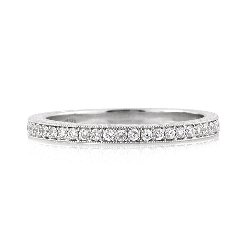 0.50ct Round Brilliant Cut Diamond Pavé Wedding Band with Hand Engraving