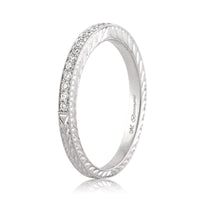 0.50ct Round Brilliant Cut Diamond Pavé Wedding Band with Hand Engraving