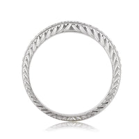 0.50ct Round Brilliant Cut Diamond Pavé Wedding Band with Hand Engraving