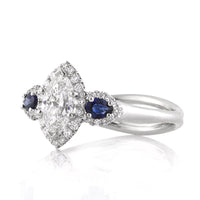 1.66ct Marquise Cut Diamond and Sapphire Engagement Ring