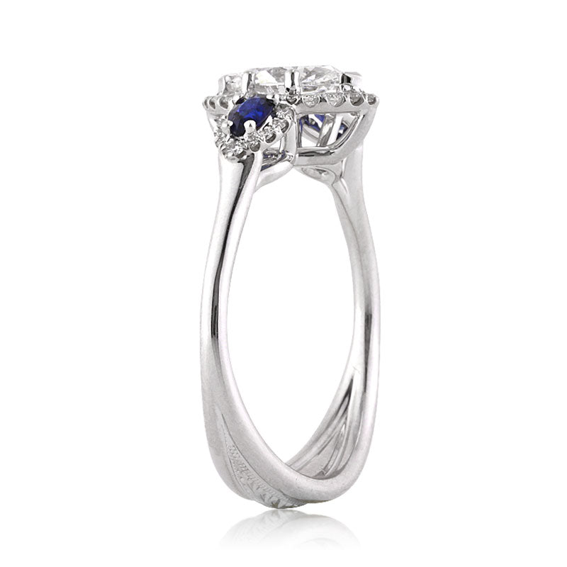 1.66ct Marquise Cut Diamond and Sapphire Engagement Ring